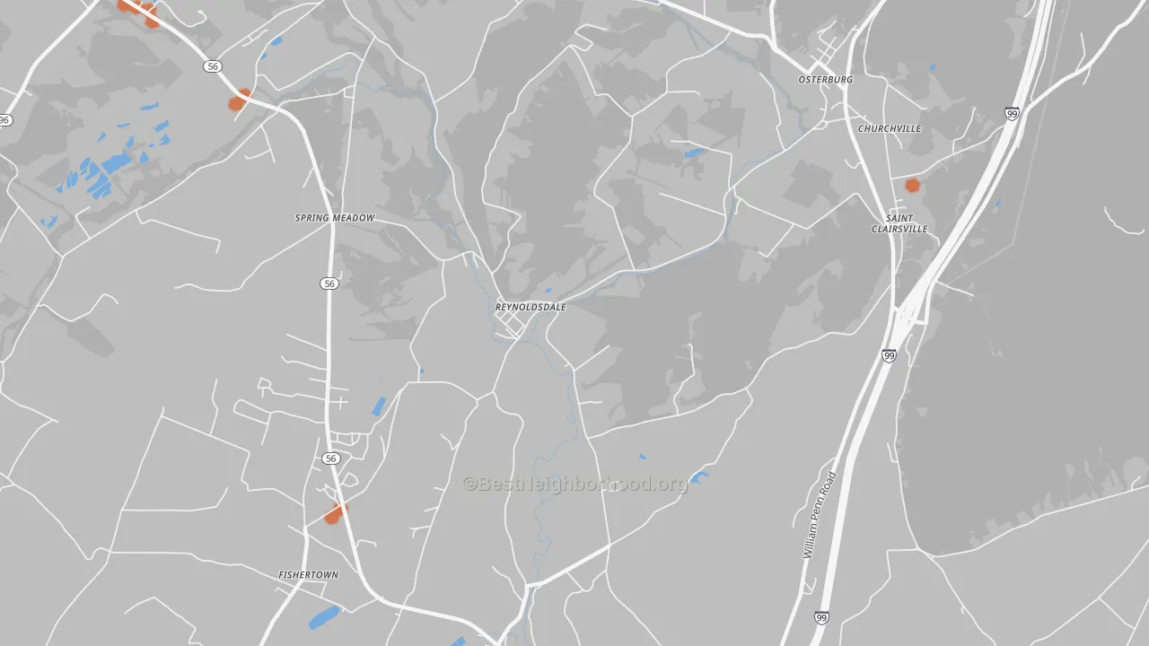 Bike Grade map of Reynoldsdale, PA