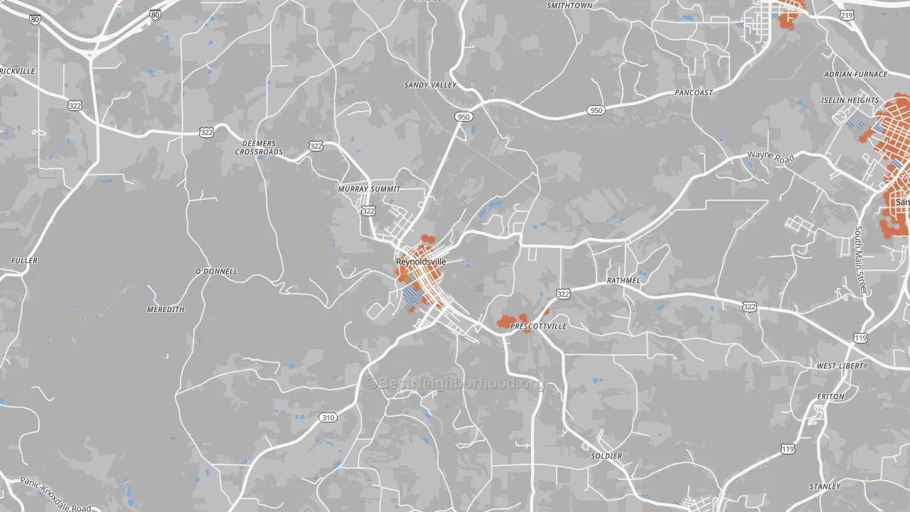 Bike Grade map of Reynoldsville, PA