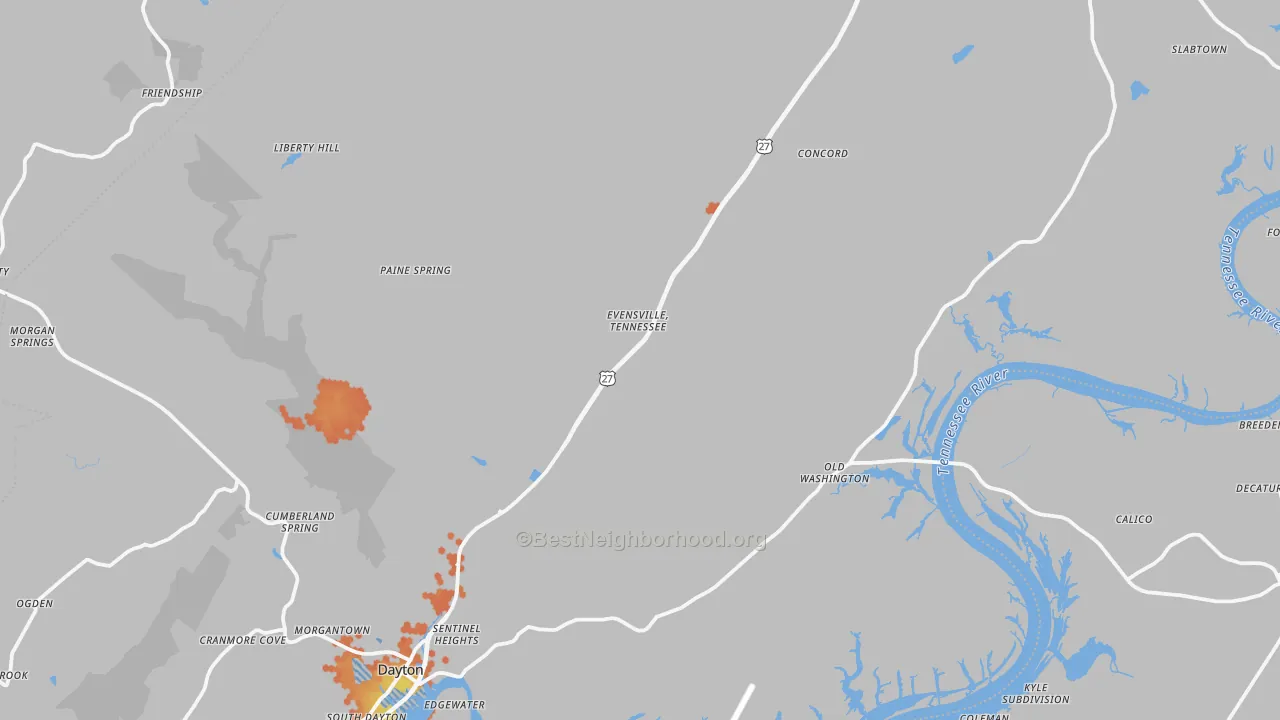 Bike Grade map of Rhea County, TN