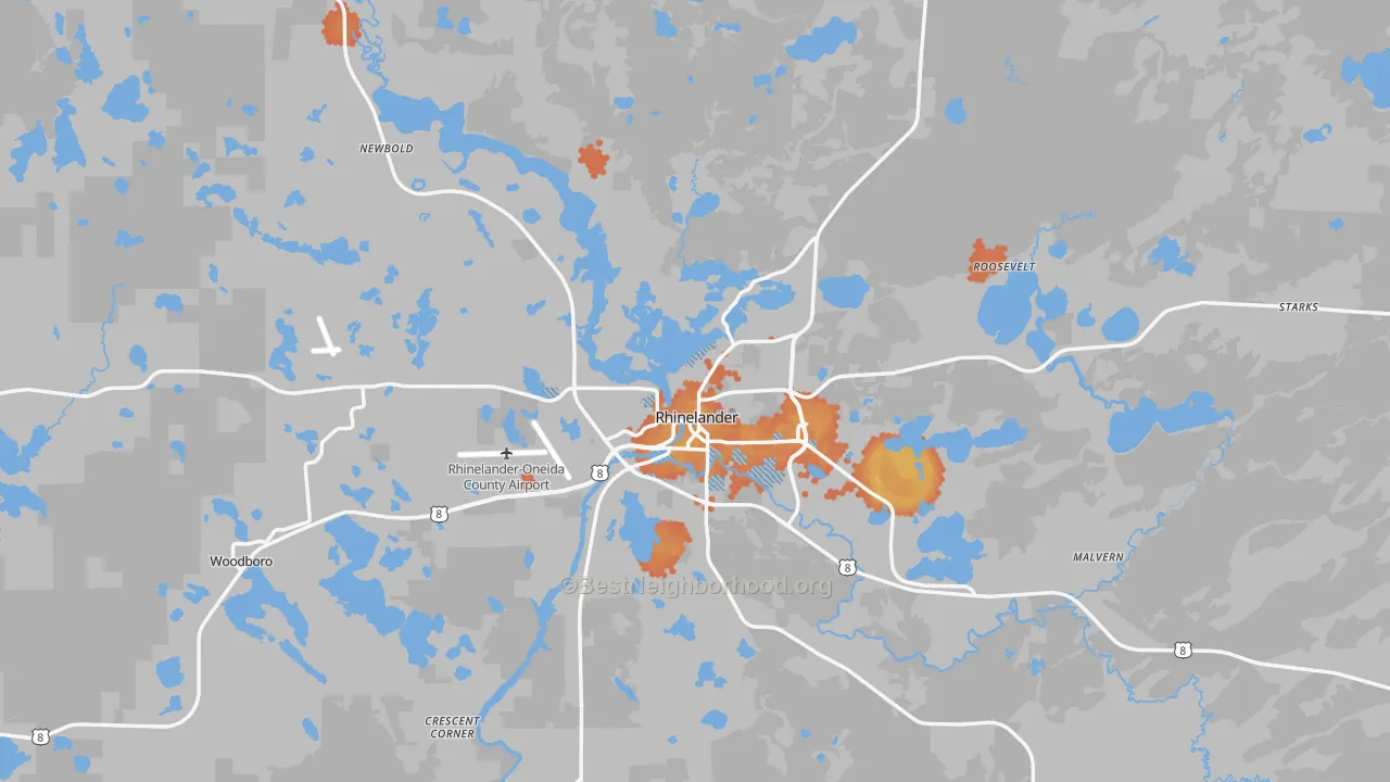 Bike Grade map of Rhinelander, WI