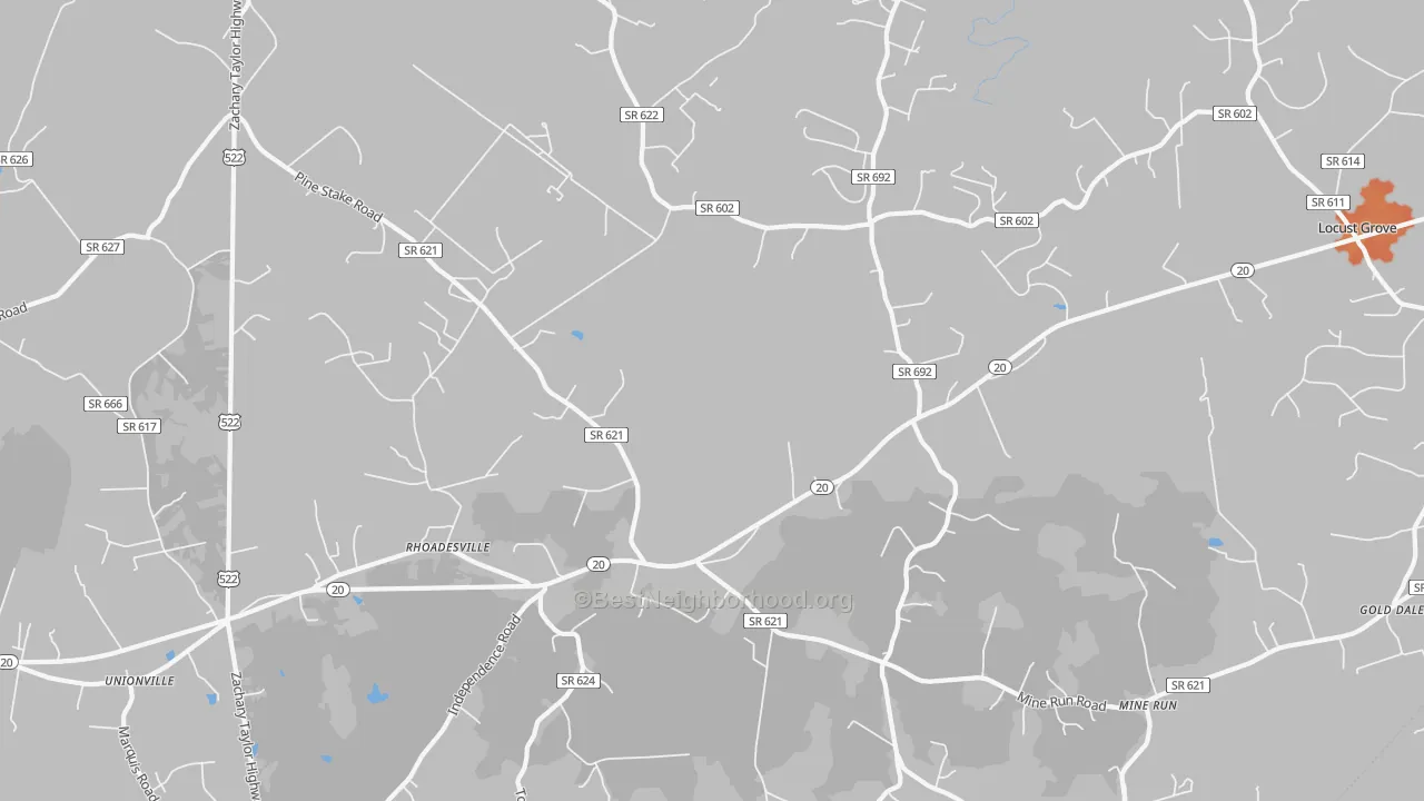 Bike Grade map of Rhoadesville, VA