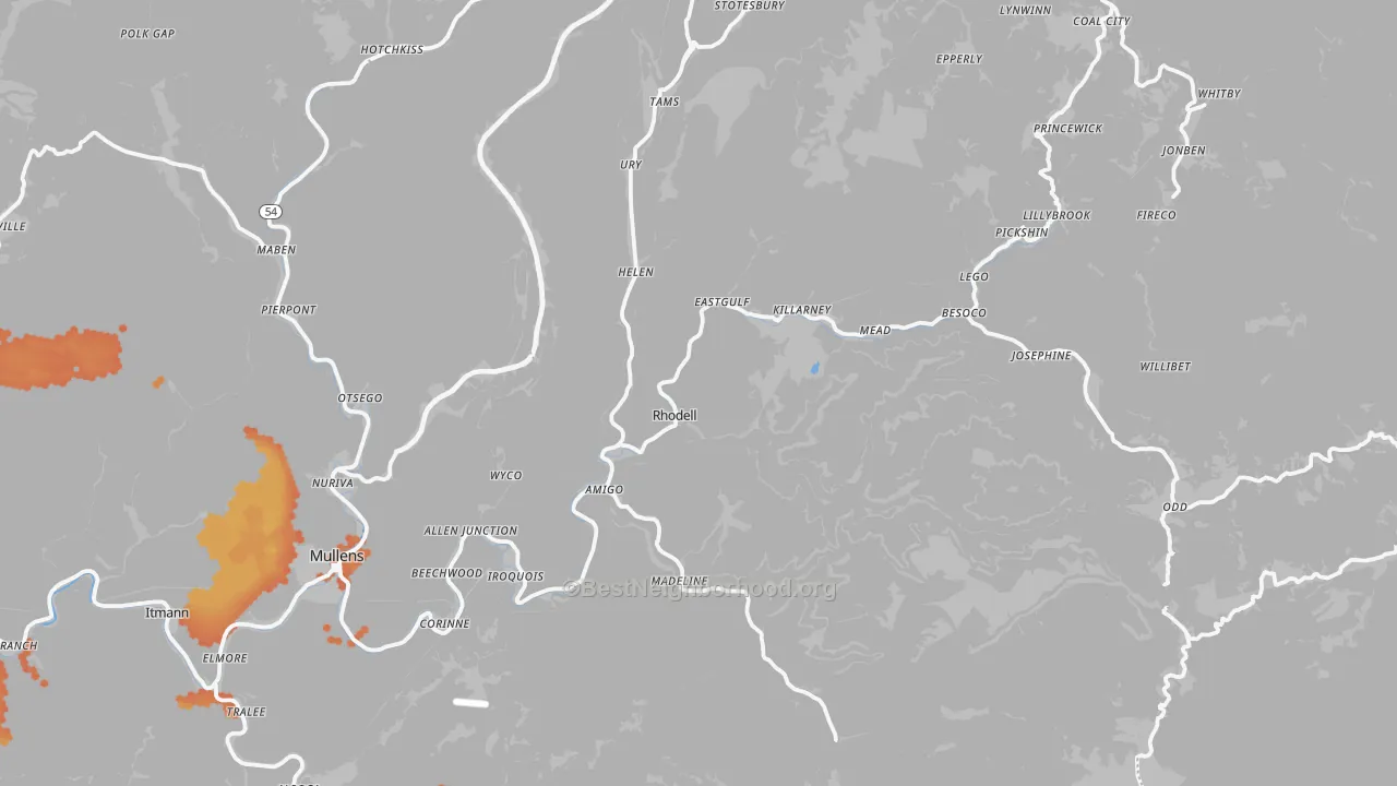 Bike Grade map of Rhodell, WV