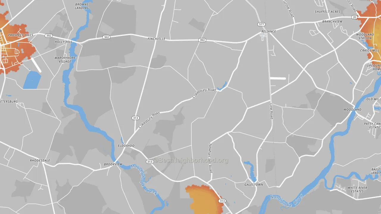 Bike Grade map of Rhodesdale, MD
