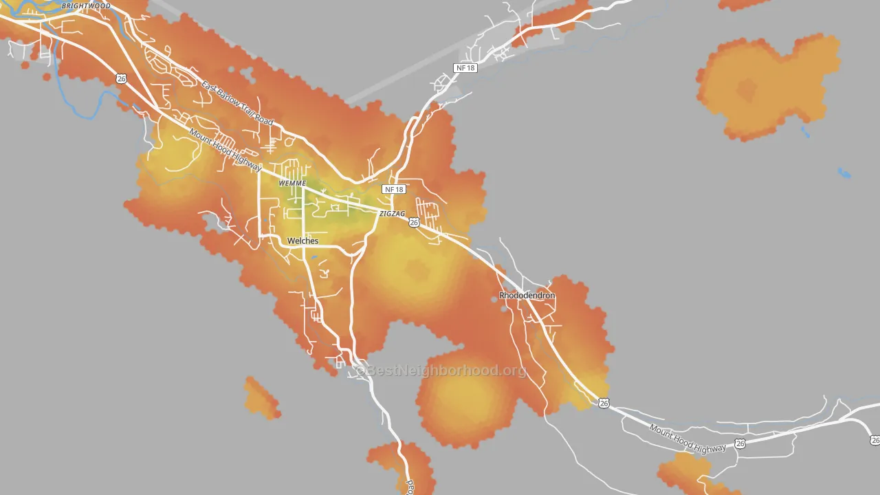 Bike Grade map of Rhododendron, OR