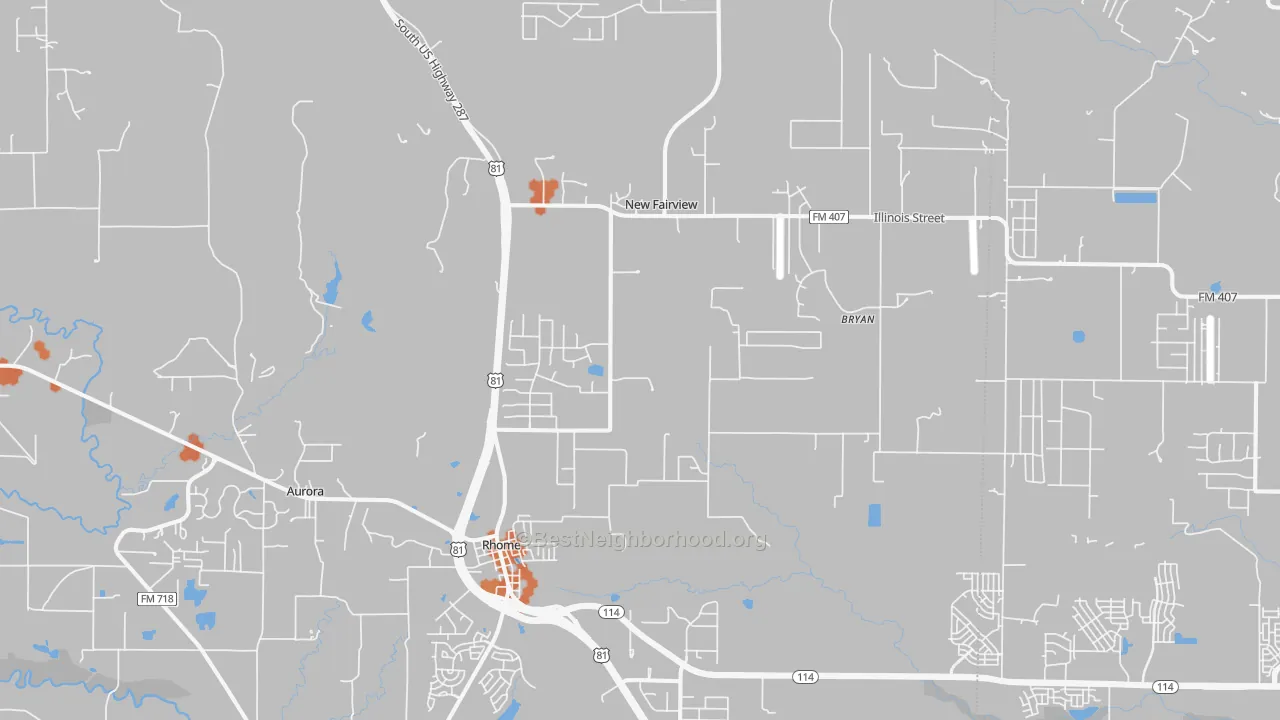 Bike Grade map of Rhome, TX