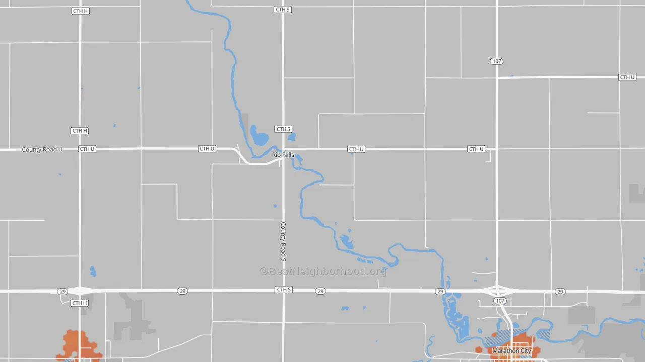 Bike Grade map of Rib Falls, WI