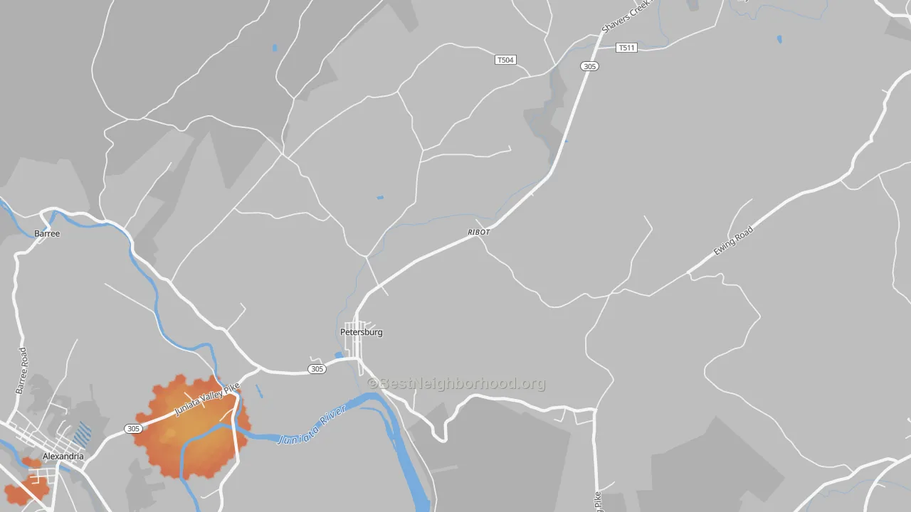 Bike Grade map of Ribot, PA