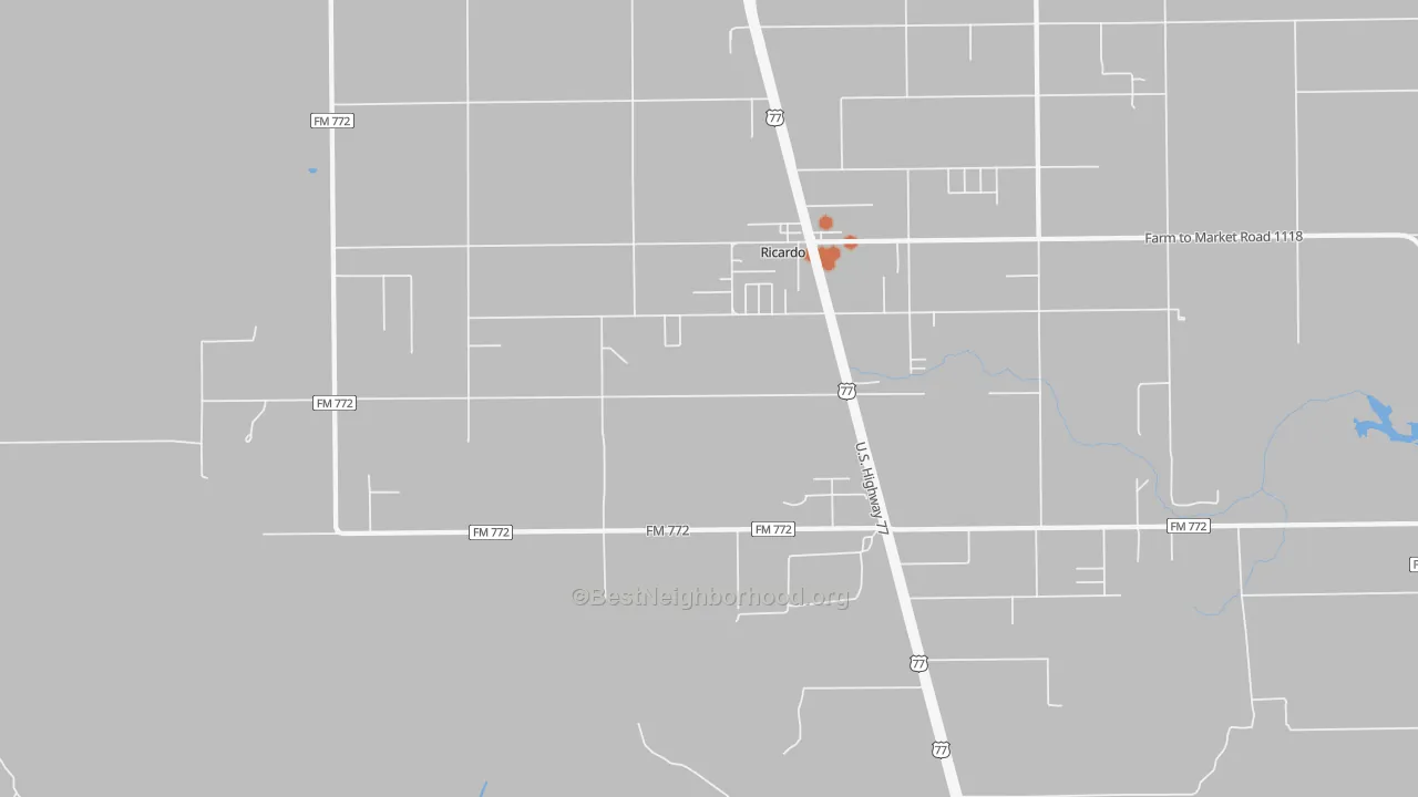 Bike Grade map of Ricardo, TX