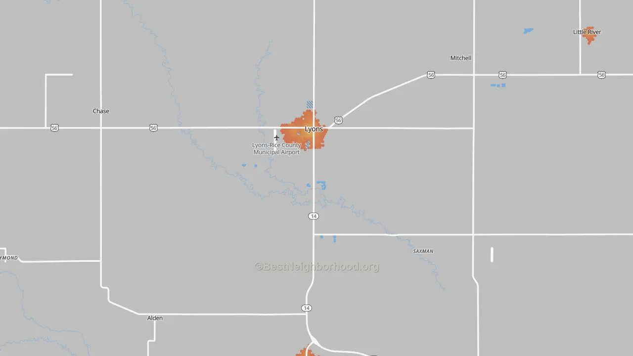 Bike Grade map of Rice County, KS