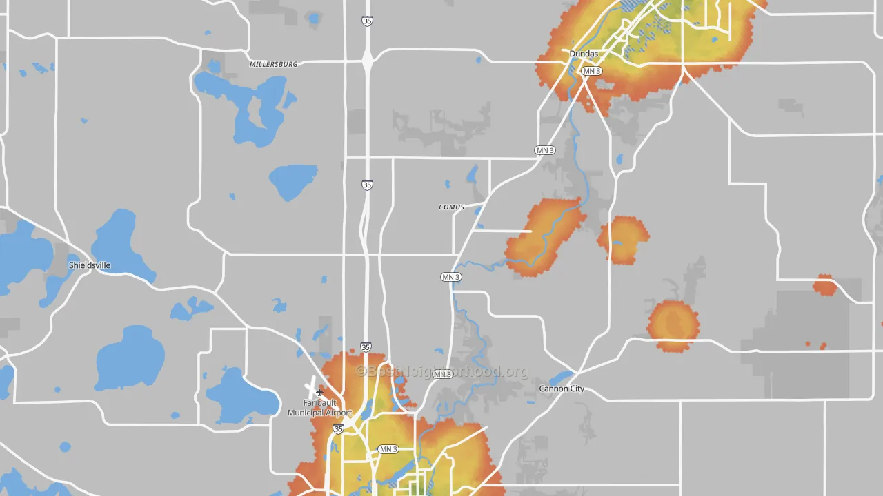 Bike Grade map of Rice County, MN