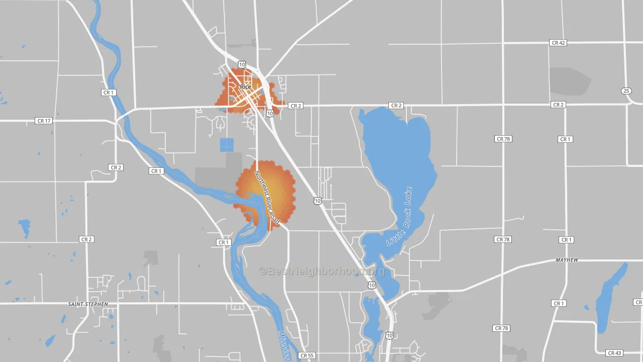 Bike Grade map of Rice, MN