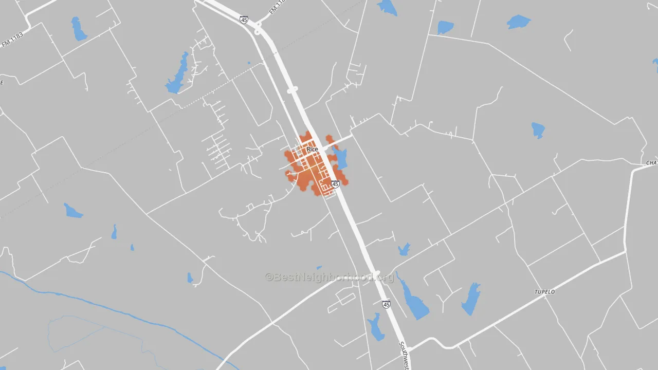 Bike Grade map of Rice, TX