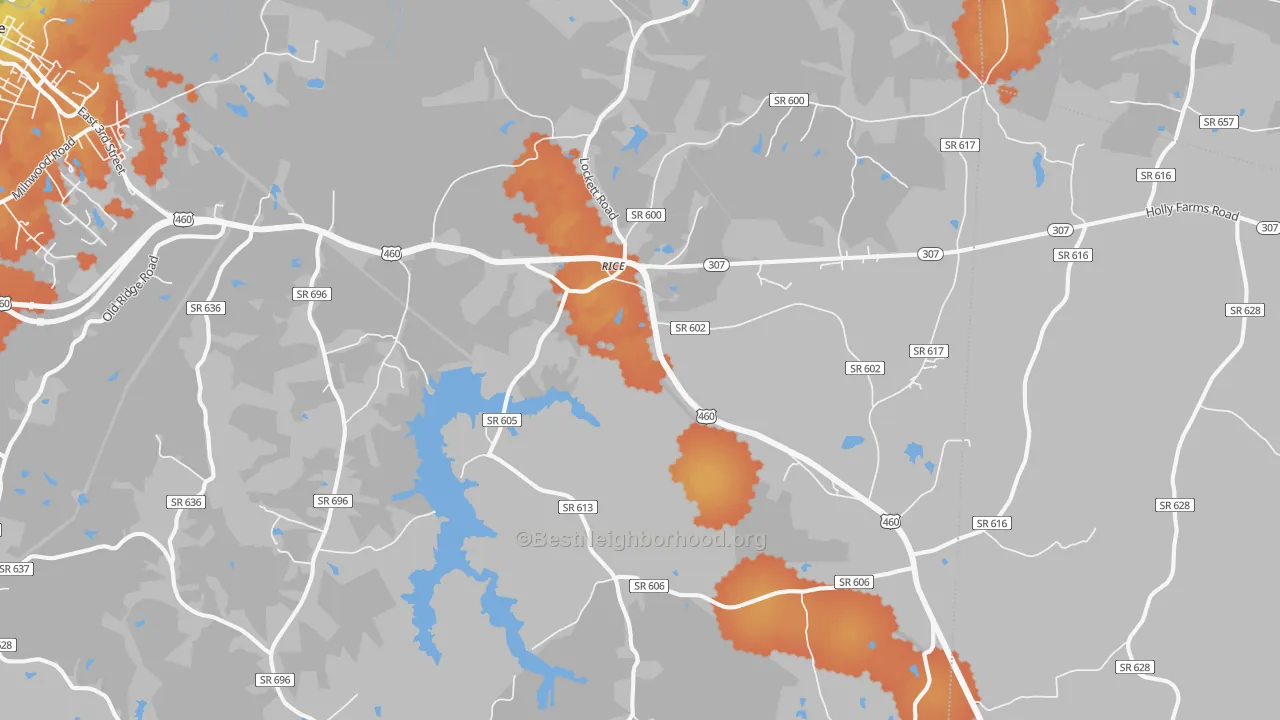 Bike Grade map of Rice, VA