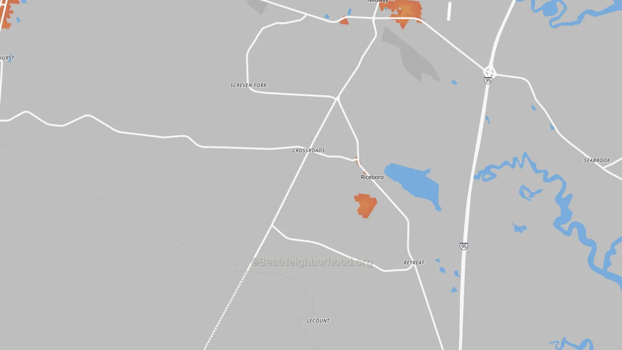 Bike Grade map of Riceboro, GA