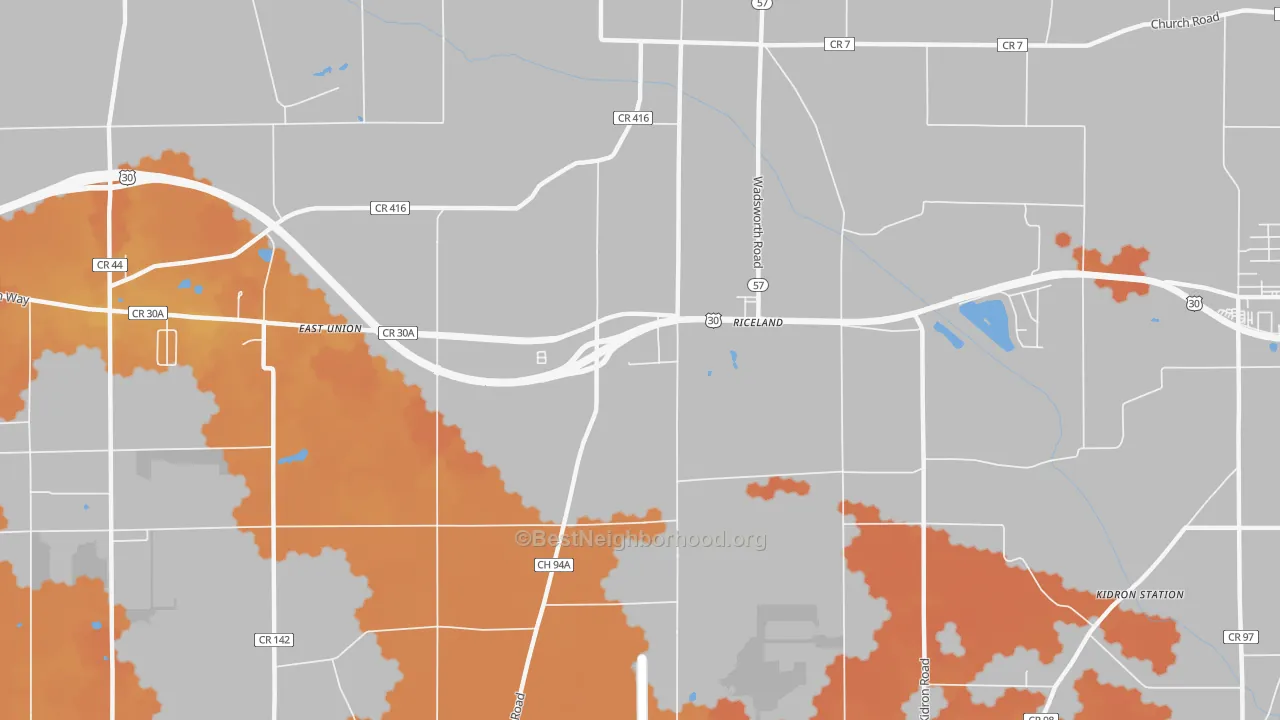 Bike Grade map of Riceland, OH