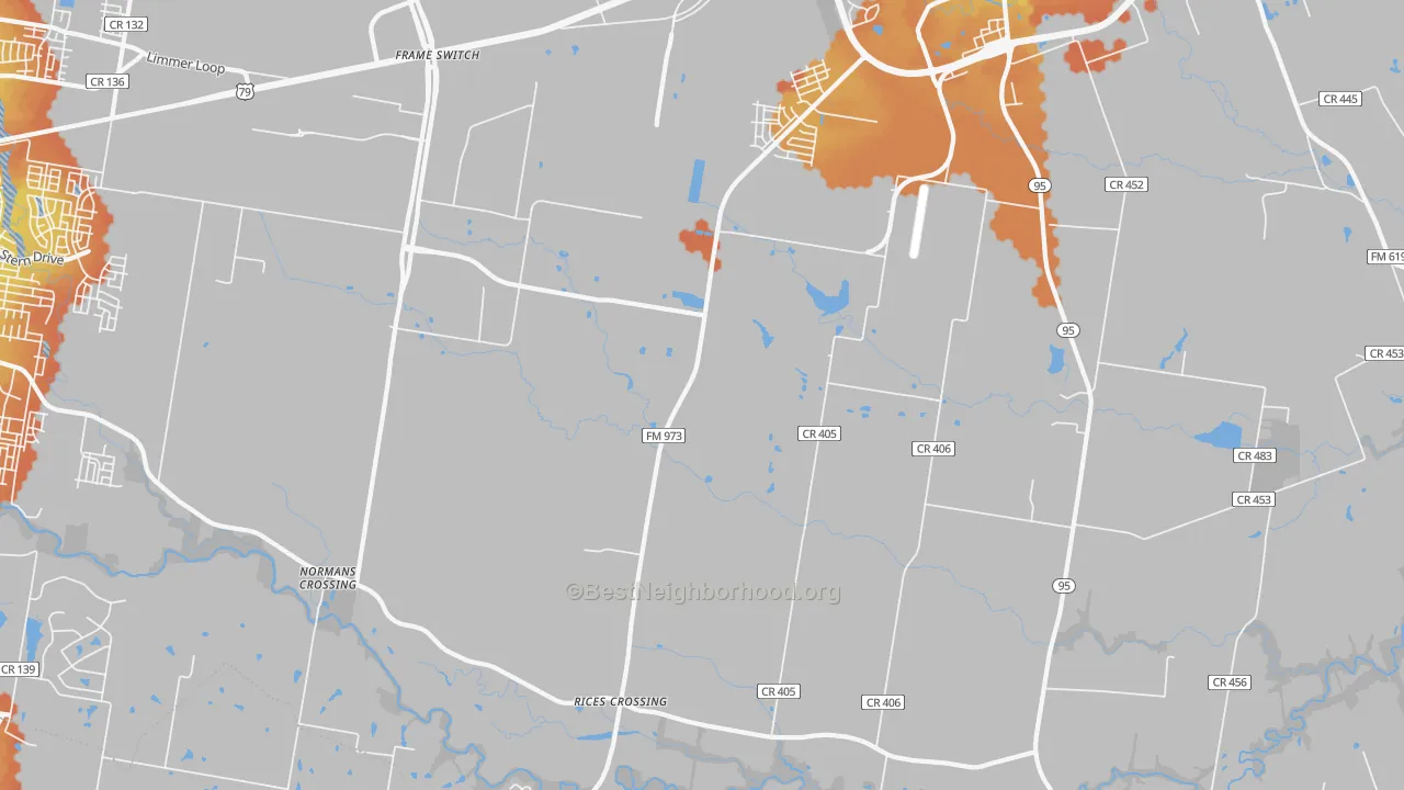 Bike Grade map of Rices Crossing, TX