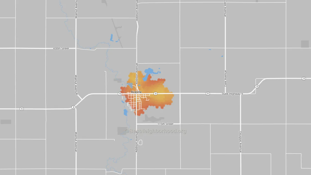 Bike Grade map of Riceville, IA