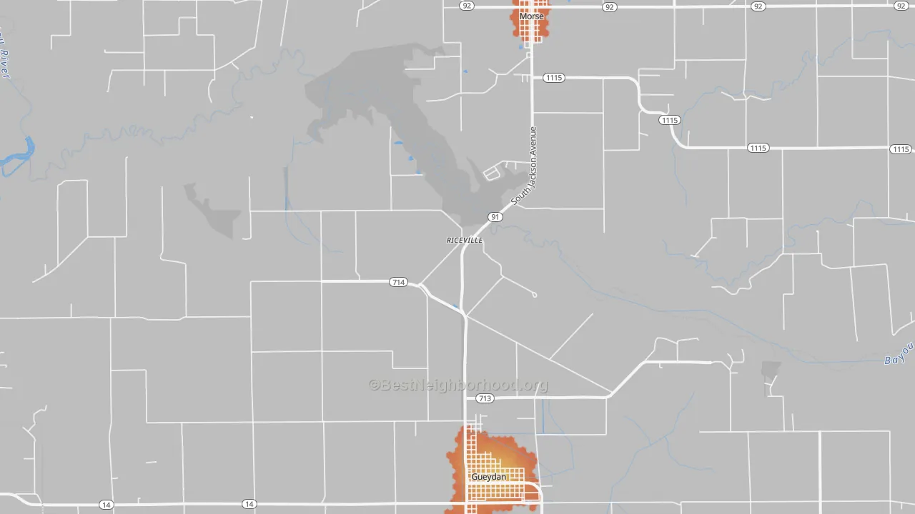 Bike Grade map of Riceville, LA