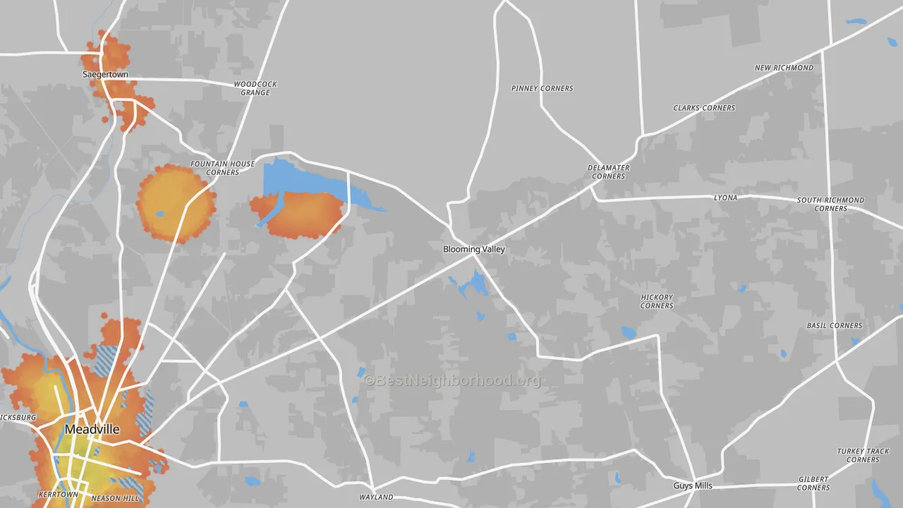 Bike Grade map of Riceville, PA