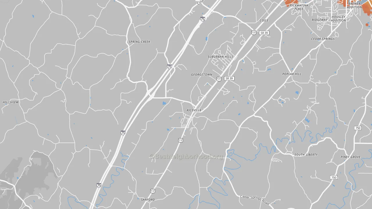 Bike Grade map of Riceville, TN