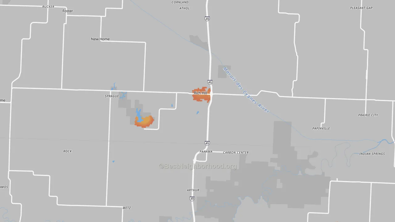Bike Grade map of Rich Hill, MO