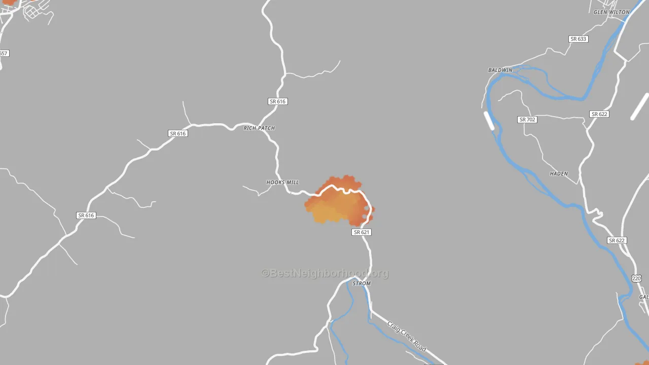 Bike Grade map of Rich Patch, VA