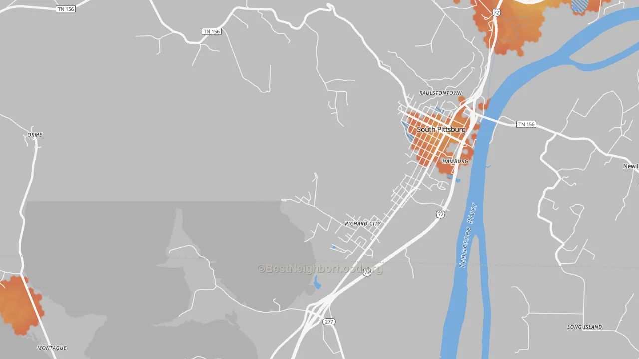 Bike Grade map of Richard City, TN