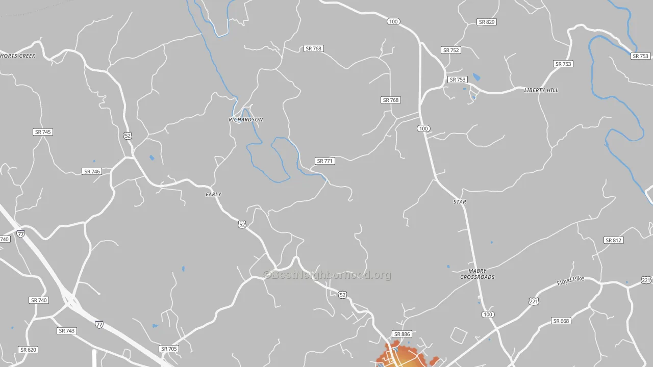 Bike Grade map of Richardson, VA