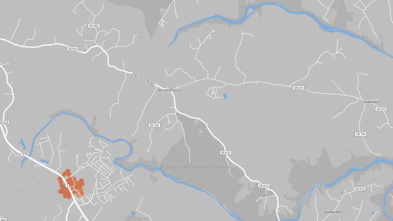 Bike Grade map of Richardsville, VA