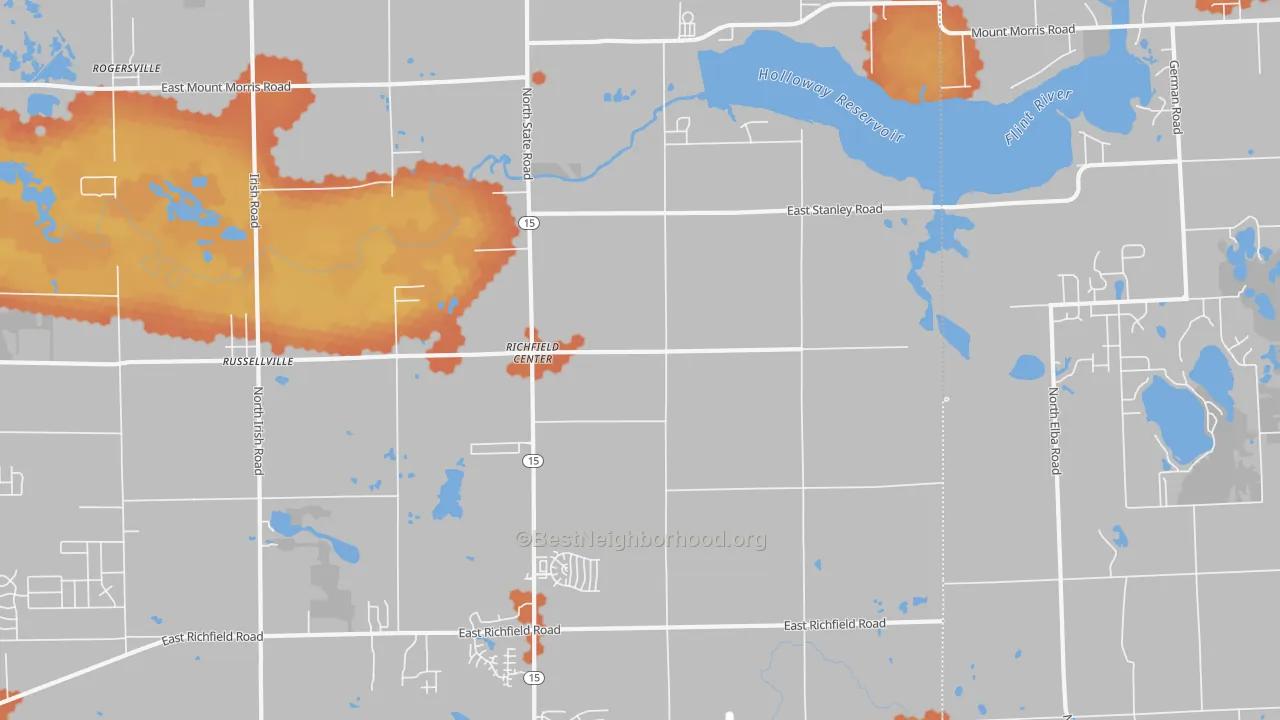 Bike Grade map of Richfield Center, MI
