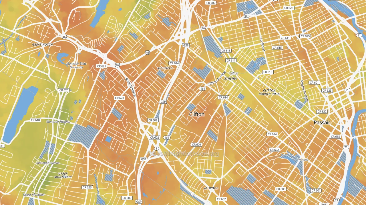 Bike Grade map of Richfield, Clifton, NJ