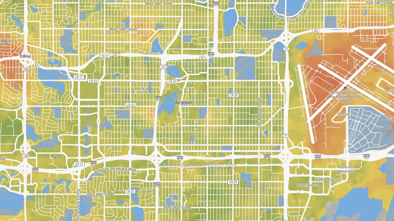 Bike Grade map of Richfield, MN