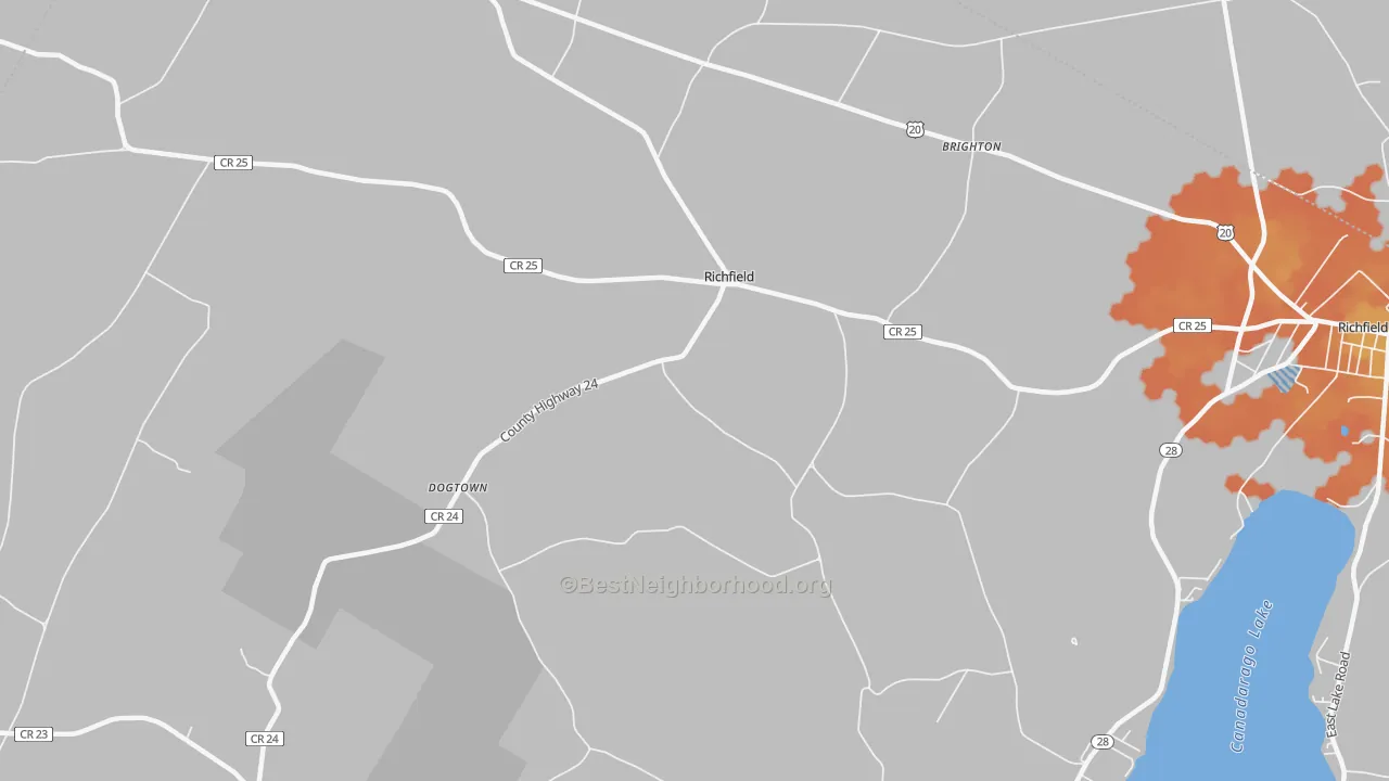 Bike Grade map of Richfield, NY