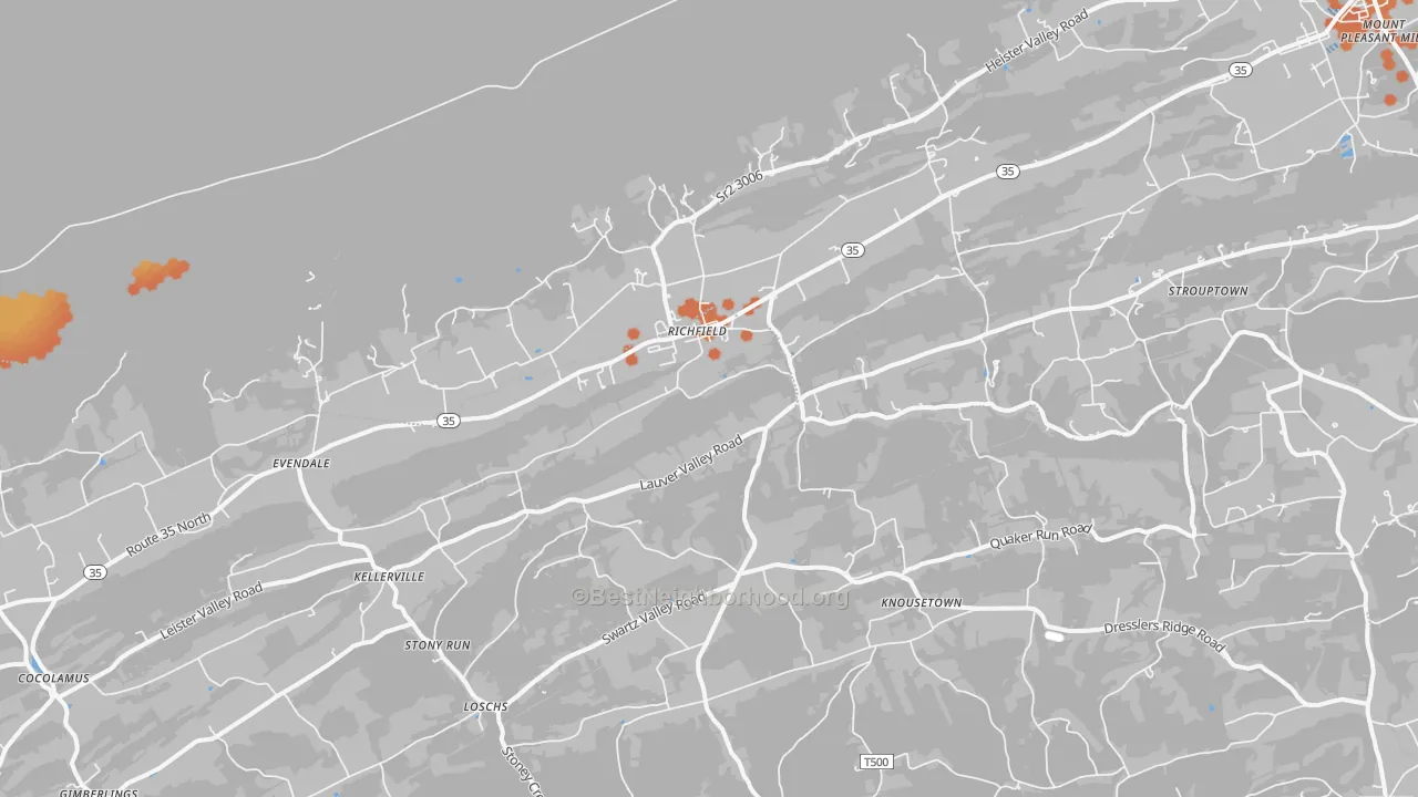 Bike Grade map of Richfield, PA