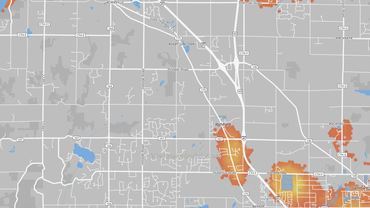 Bike Grade map of Richfield, WI