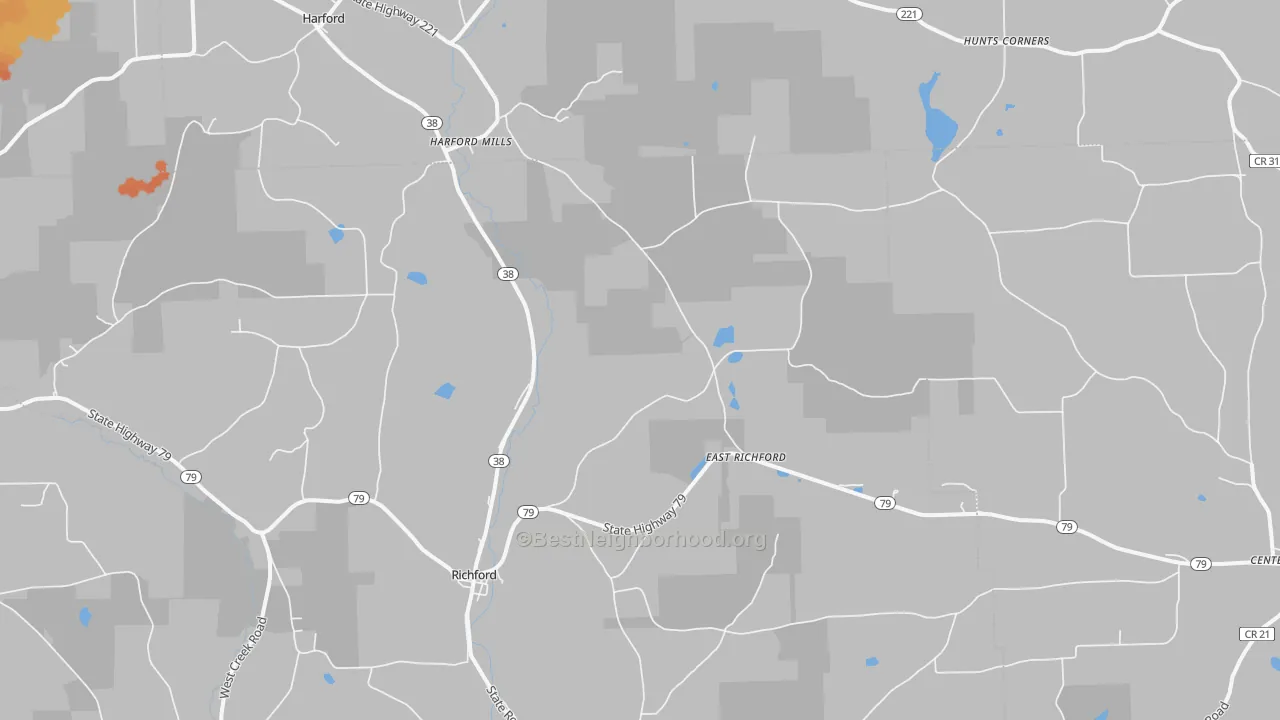 Bike Grade map of Richford, NY
