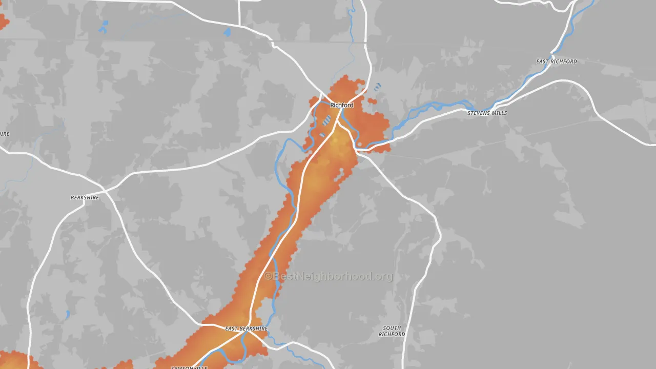 Bike Grade map of Richford, VT