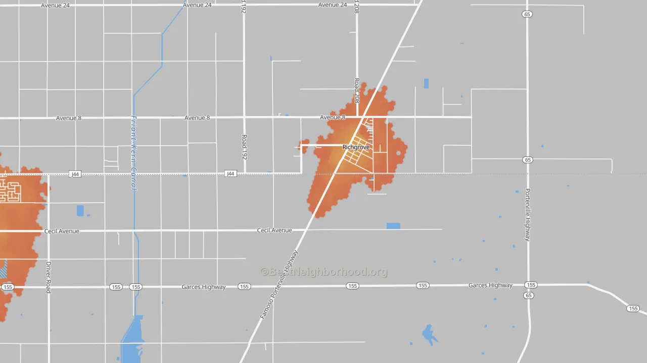 Bike Grade map of Richgrove, CA