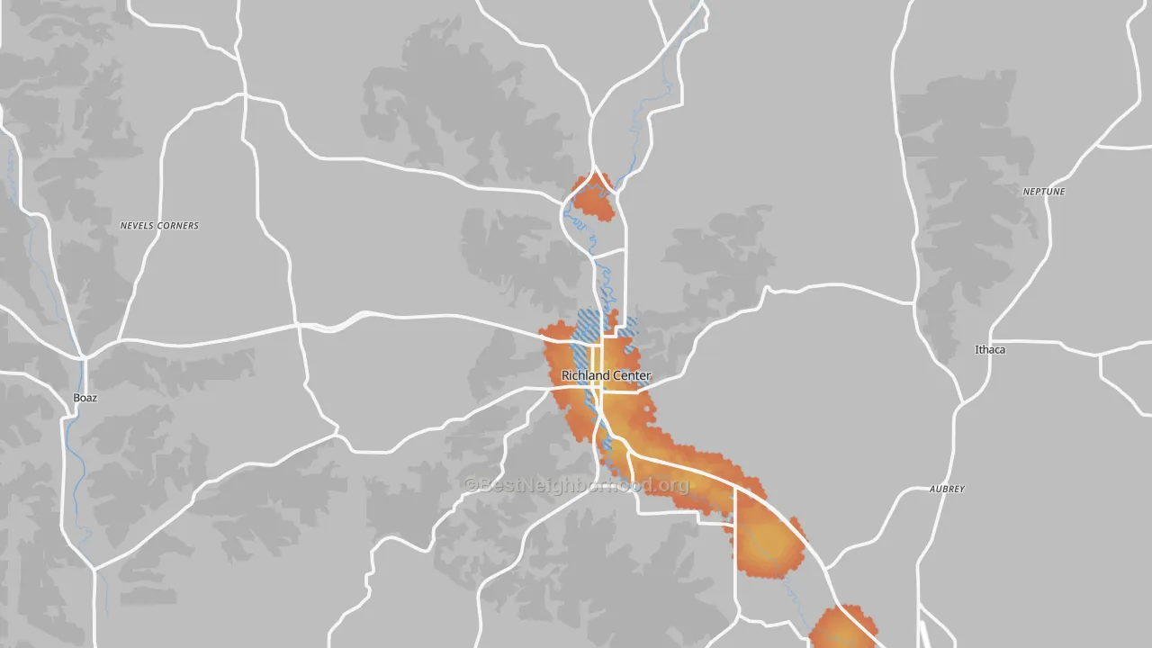 Bike Grade map of Richland Center, WI