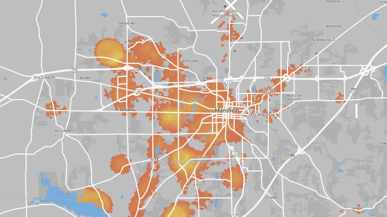 Bike Grade map of Richland County, OH