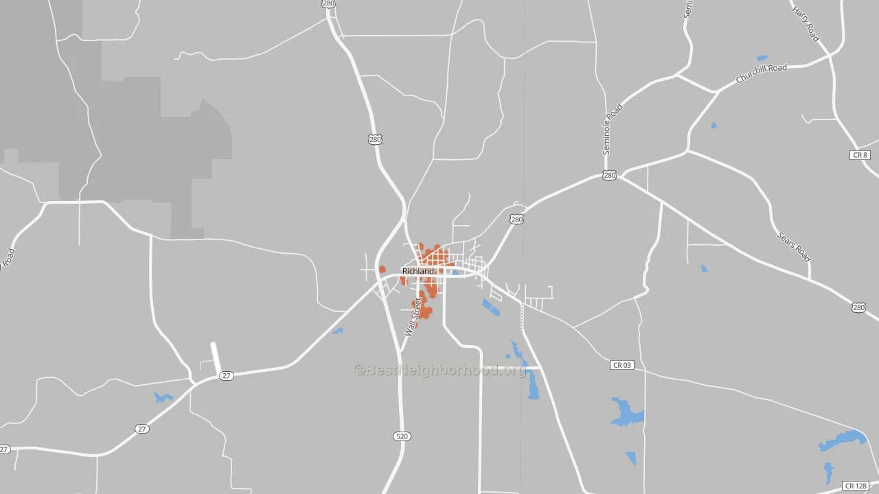 Bike Grade map of Richland, GA