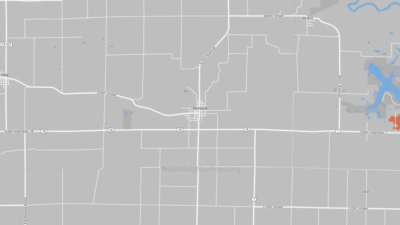 Bike Grade map of Richland, IA
