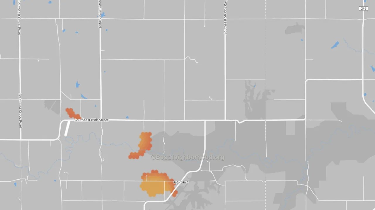 Bike Grade map of Richland, KS