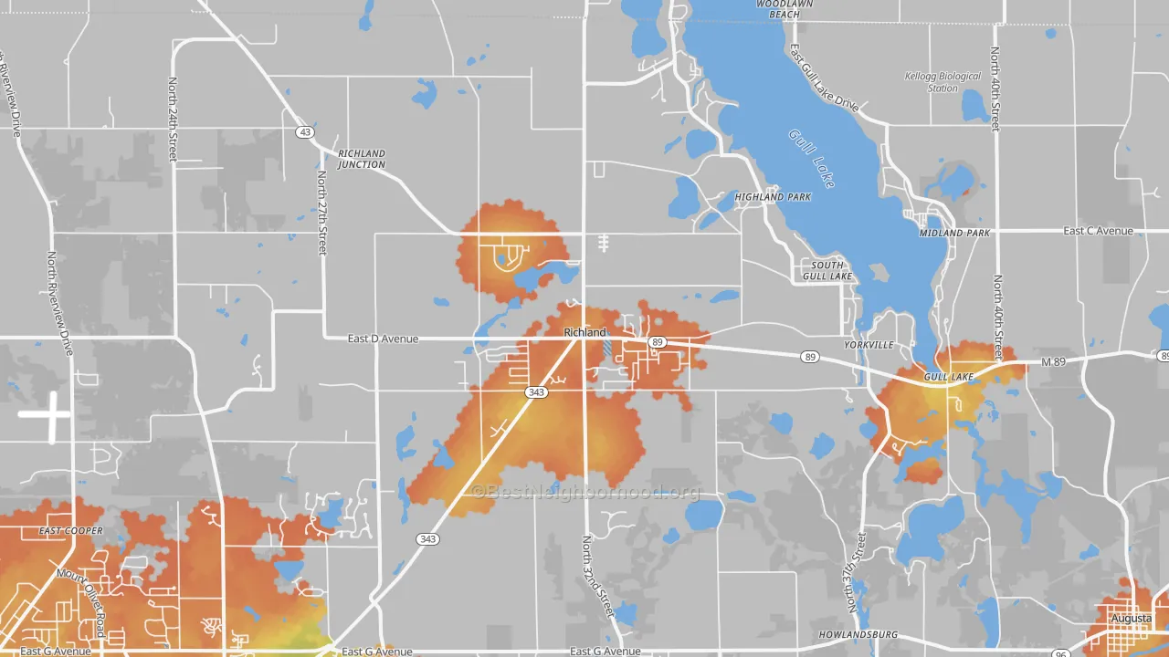 Bike Grade map of Richland, MI