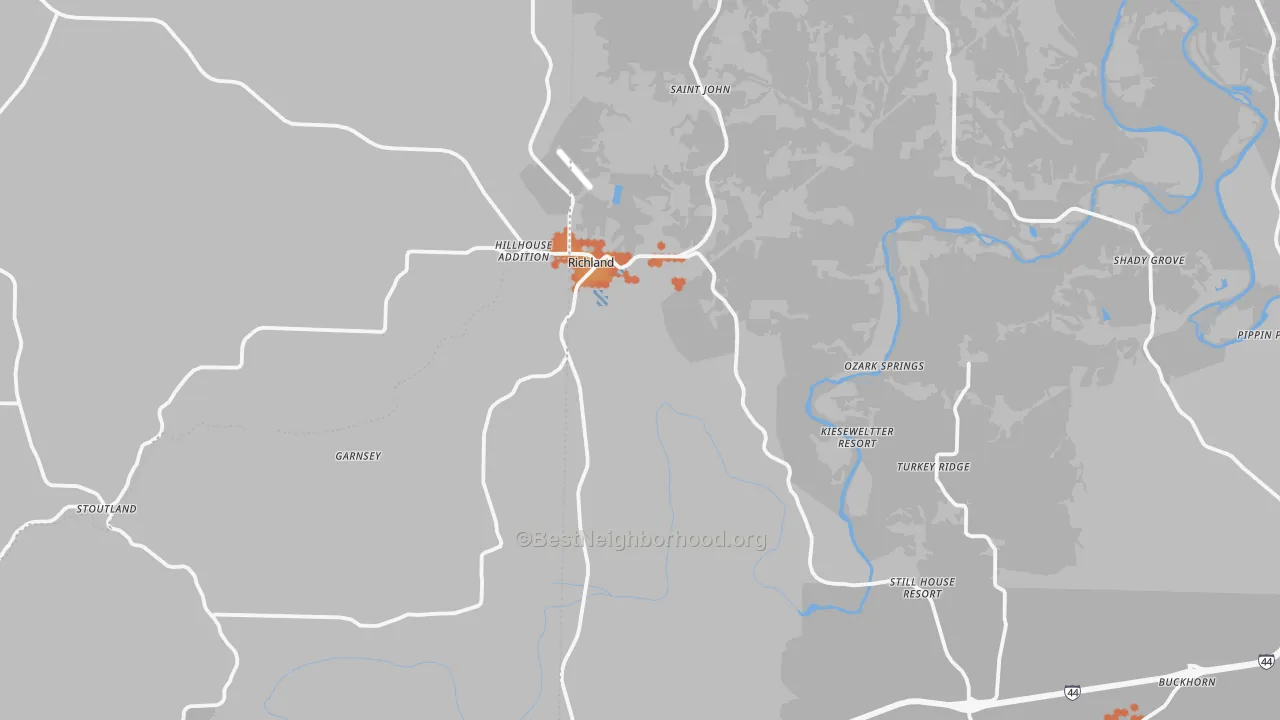 Bike Grade map of Richland, MO
