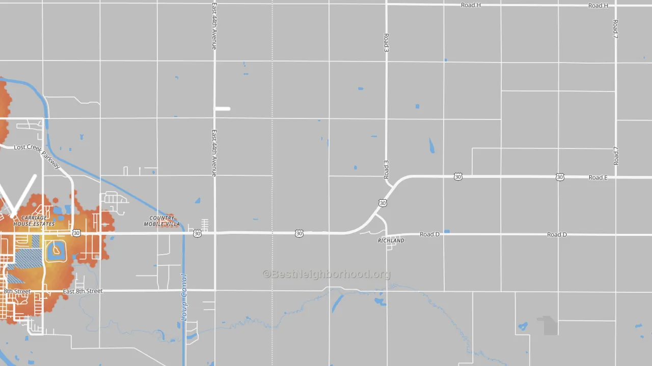 Bike Grade map of Richland, NE