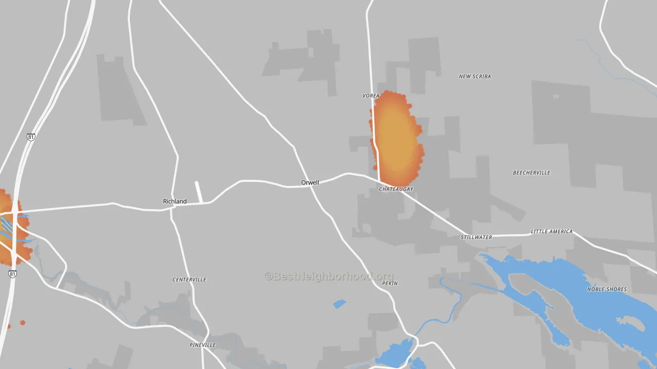 Bike Grade map of Richland, NY