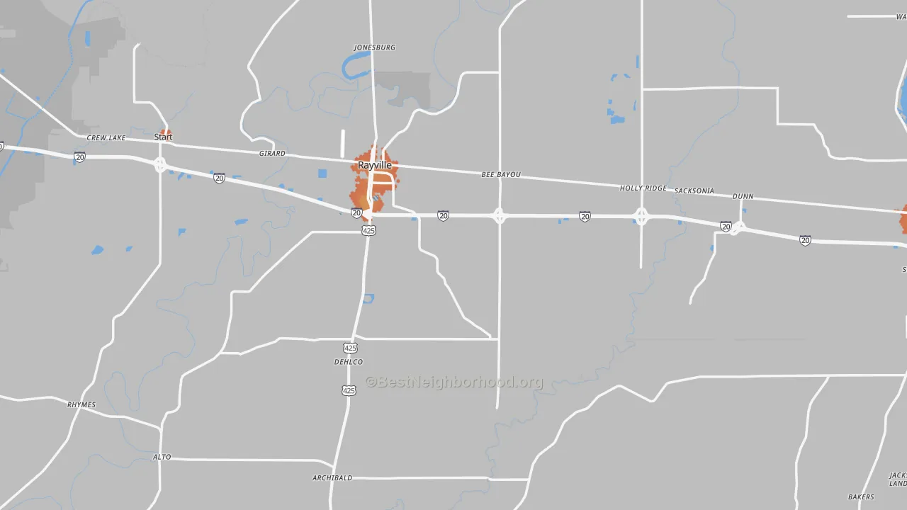Bike Grade map of Richland Parish, LA