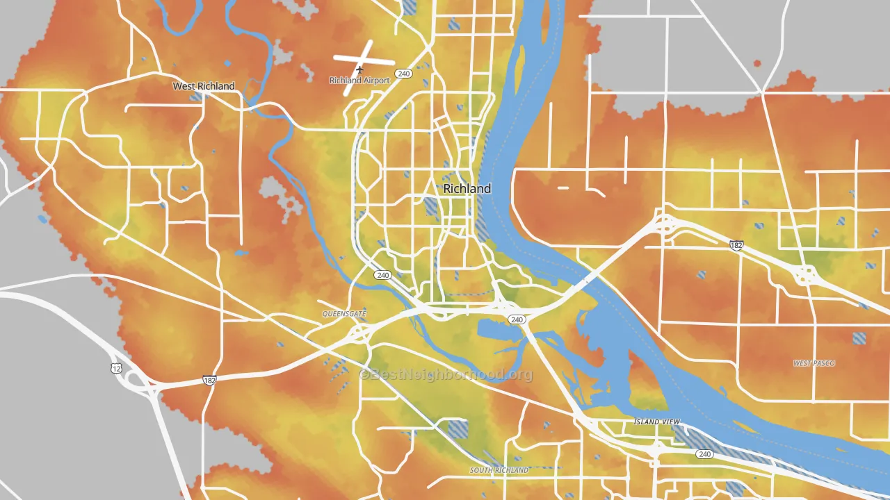 Bike Grade map of Richland, WA