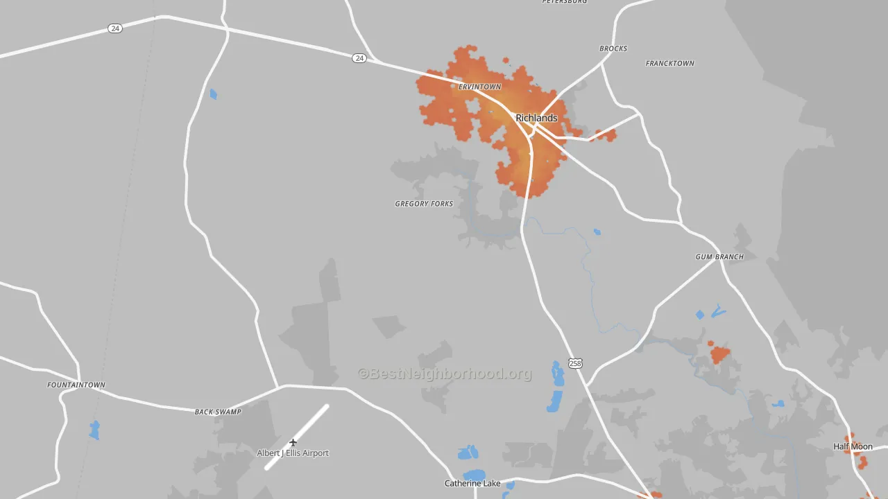 Bike Grade map of Richlands, NC